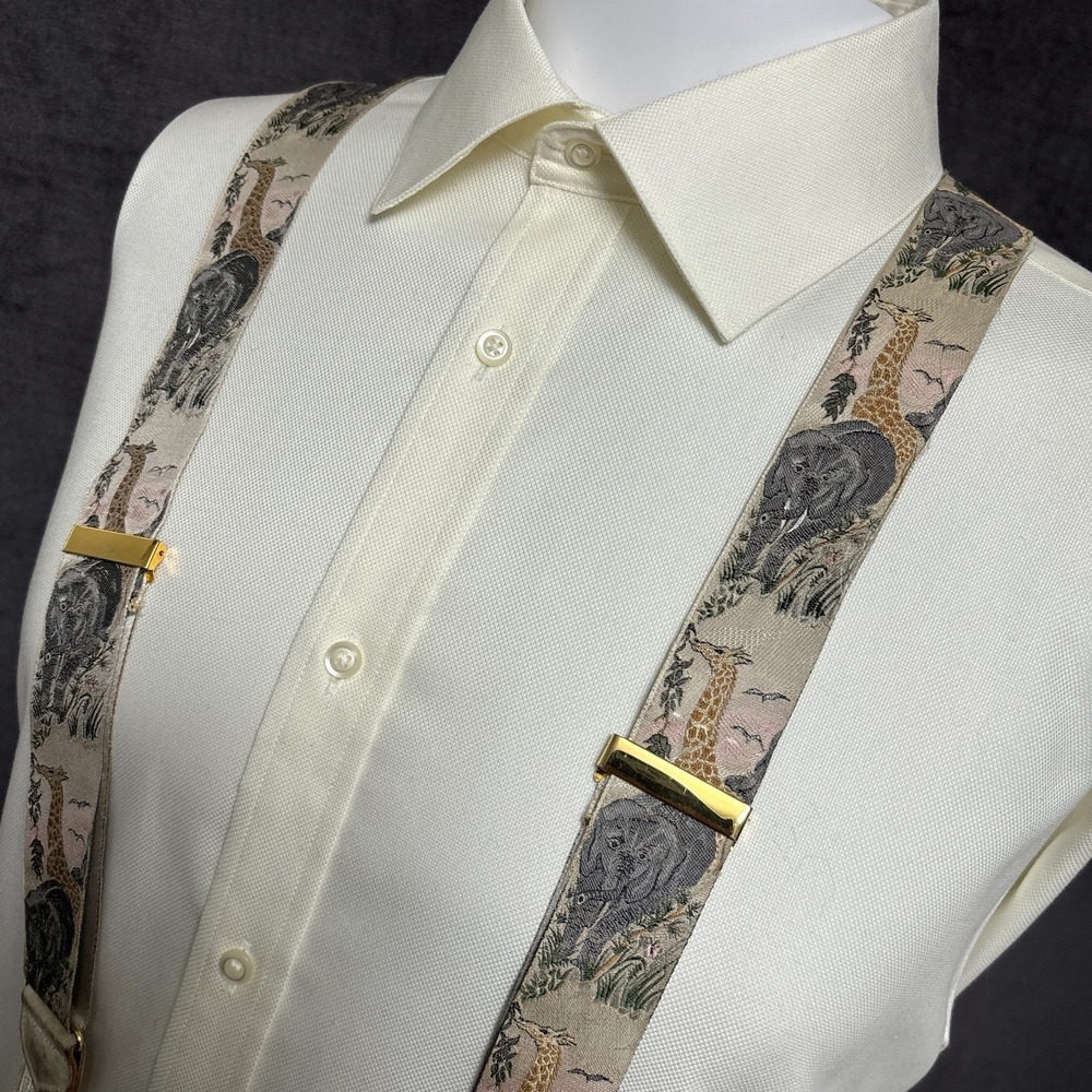 Trafalgar Suspenders Limited Edition Silk Elephant Giraffe Safari Braces Wedding